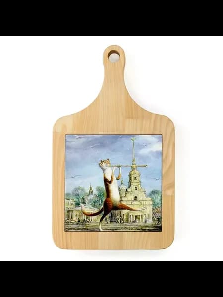Сувенирная доска-панно на кухню с Питерскими котами