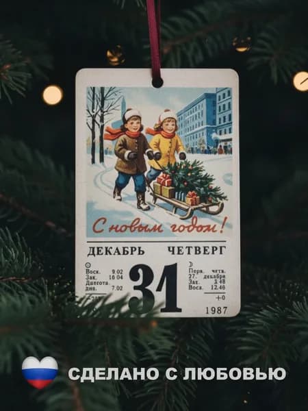 Деревянная елочная игрушка Ретро Календарь