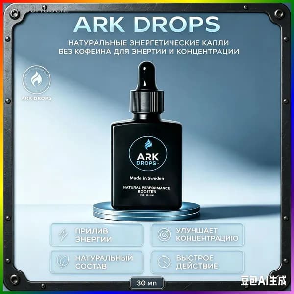 ARK DROPS натуральные энергетические капли, изотоник без сахара, без кофеина, для энергии и концентрации, 30 мл
