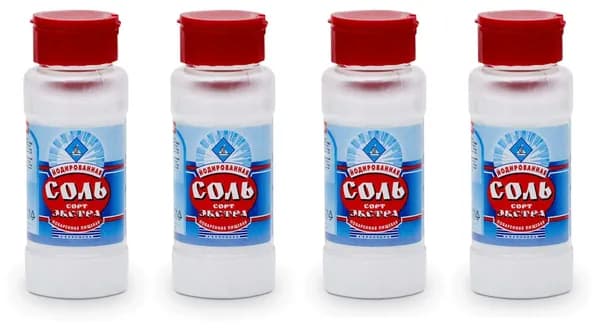 Соль пищевая ТДС йодированная, 4 уп по 180 г