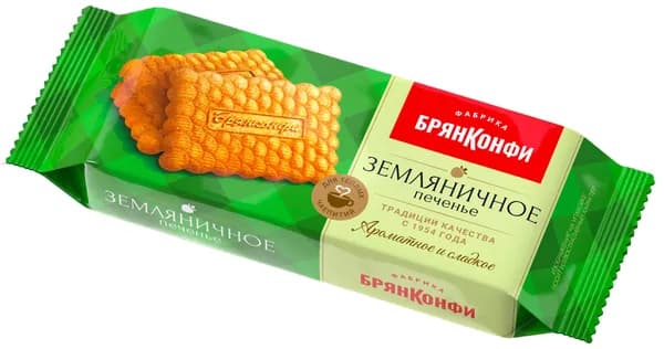 Печенье сахарное "ЗЕМЛЯНИЧНОЕ" с добавлением земляничного сока, 190 грамм, Брянконфи, Изготовлено по ГОСТ 24901-2023, полезные сладости для детей и взрослых