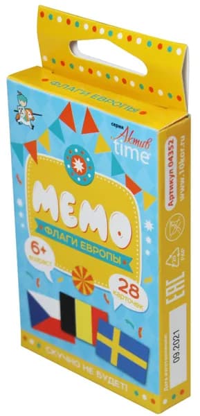 Настольная карточная игра "МЕМО. Флаги Европы" на развитие памяти, найди пару, игровой набор мемори из 28 карт