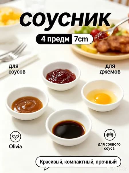 Соусник 7.15 см 46.5 мл фарфор 4 шт цвет белый