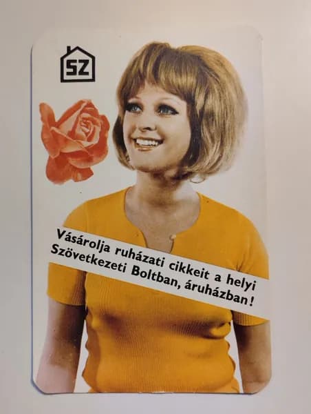 Карманный календарик. Венгрия. 1974 год. Девушка и роза