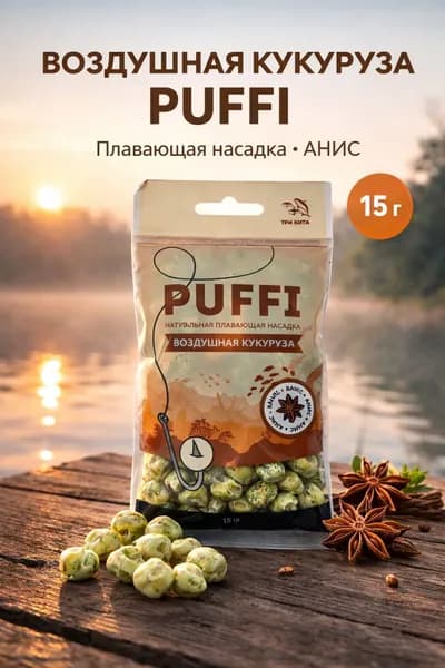 Воздушная кукуруза PUFFI (ПАФФИ), Анис, 15 г - плавающая насадка для рыбалки, для карпа и карася, донная ловля