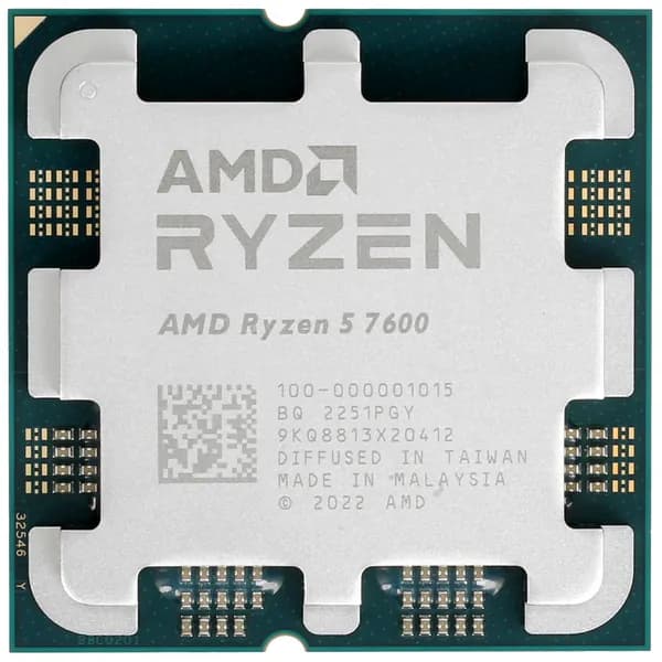 Процессор AMD AM5 Ryzen 5 7600 Raphael (6C/12T/3.8-5.1GHz/32Mb/GPU/65W) OEM (100-000001015)