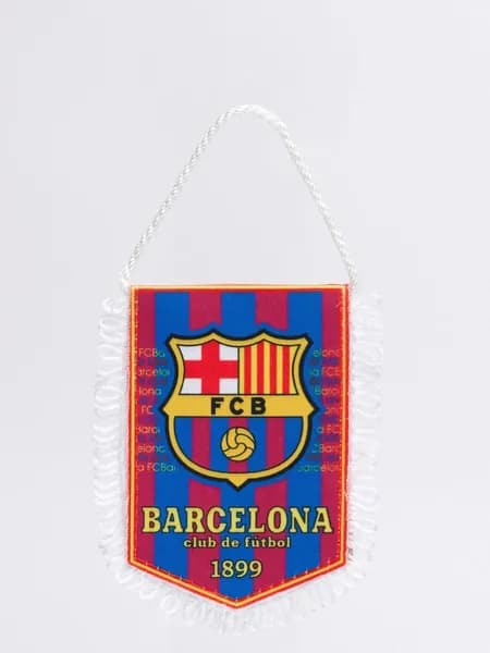Вымпел средний 15х22 см Барселона FC Barcelona с белой бахрамой