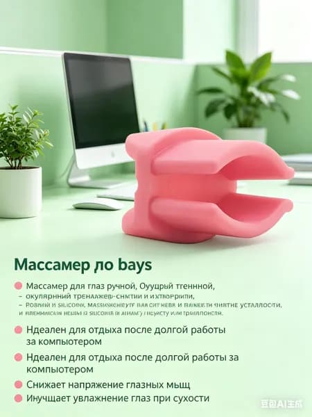 Массажер для глаз ручной, окулярный тренажер-снятие усталости и напряжения, розовый силиконовый массажер для лица и век против отеков, тренажер для глаз при сухости и нагрузках.