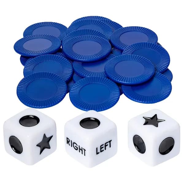 Игра в кости LCR: 3 кости и 24 фишки