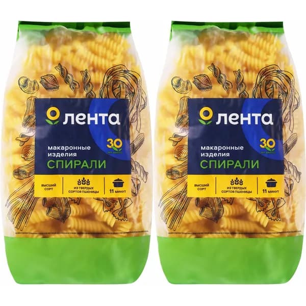 Макаронные изделия Лента Спирали 450 г, набор: 2 штуки