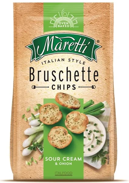 Брускетты - ломтики Maretti со вкусом Сметаны и лука, 70 г