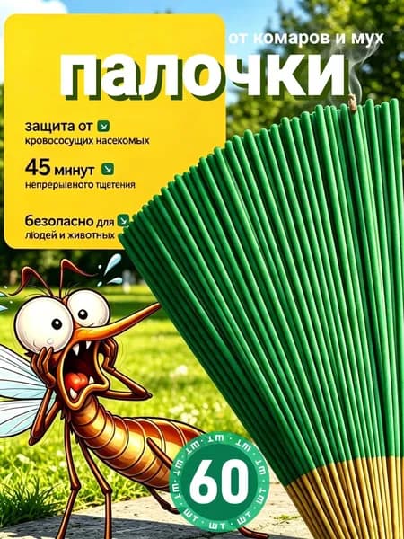 Палочки от комаров и мух. ПАЛОЧКИ ароматические от КОМАРОВ, мошек, мух, ос 60 шт.