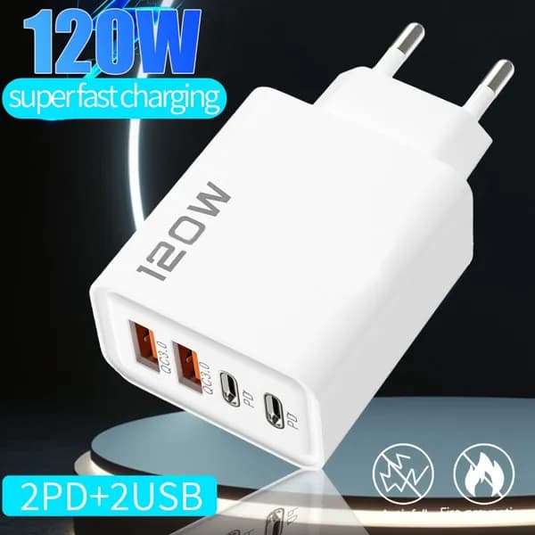 Головка для быстрой зарядки мобильного телефона 120W 2PD 2USB 5V2A12W