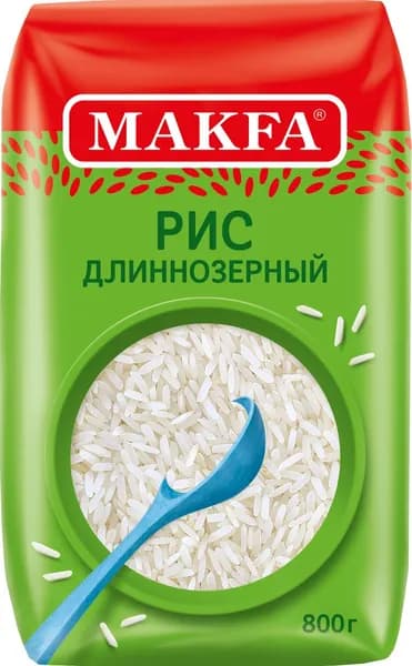 Рис Makfa / Макфа шлифованный, длиннозерный, 800г / продукты питания