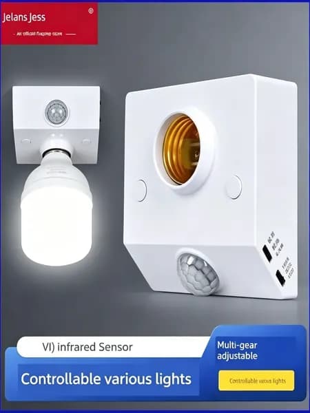GEALFIS Лампа с датчиком движения E27 10W, умное освещение с автоотключением, дальность 8 метров, угол обзора 360, для дома и улицы, экономия энергии 85%
