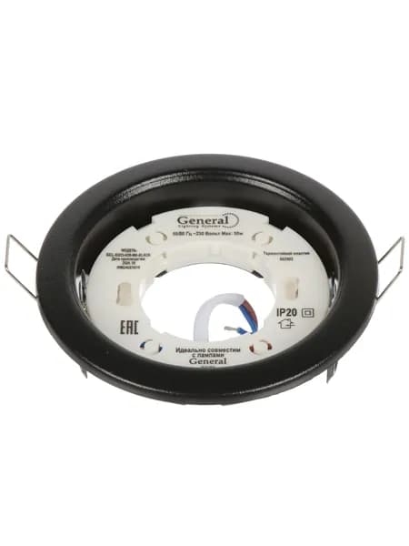 Светильник светодиодный встраиваемый General Lighting Systems GX53, 50 Вт, 10.8х3.8 см, круглый, матовый черный, GCL-GX53-H38