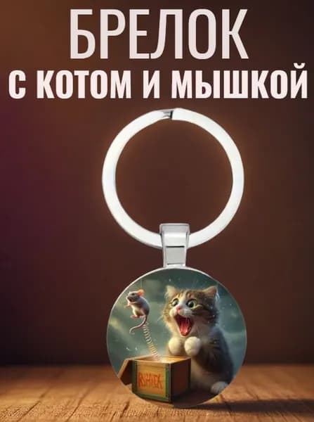 Брелок "Кот с мышкой"- на сумку, рюкзак, ключи, телефон. Ваш талисман-подвеска для женщин, мужчин, девочек, мальчиков. Стильный аксессуар