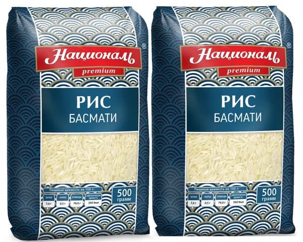 Рис Националь Басмати 500г, 2 шт