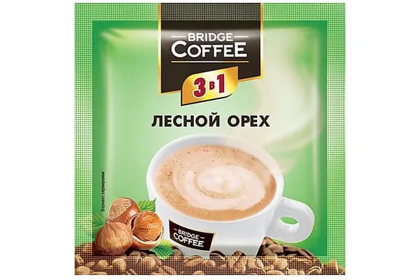 Кофейный напиток 3 в 1 с ароматом лесного ореха "Bridge Coffee" (упаковка 16шт)