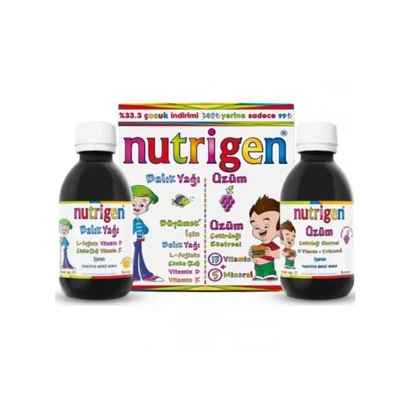 Рыбий жир Nutrigen 200 Мл сиропа + Экстракт виноградных косточек 200 Мл жидкости