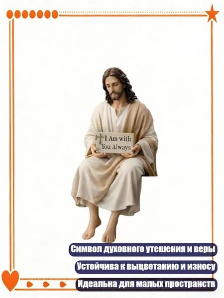 Детализированная ручная роспись сидящей фигурки Христа для дома и автомобиля, 1 шт. - B