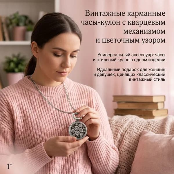 Ретро карманные часы с ажурным узором