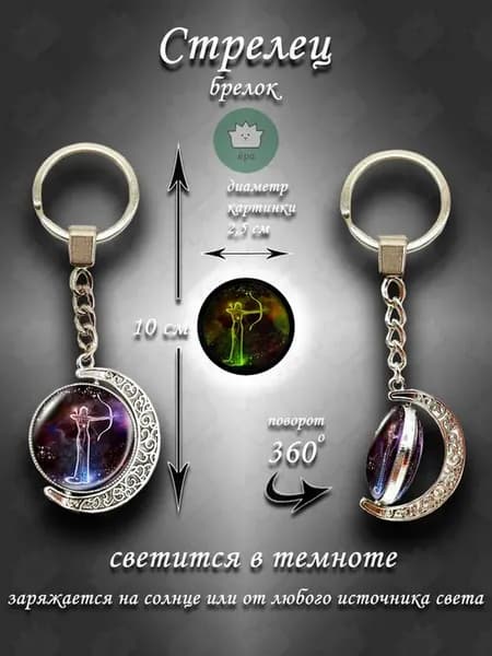 Брелок для ключей знак зодиака Стрелец 360 фиолетовый