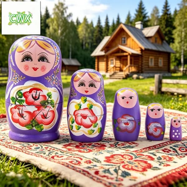 Матрешка из дерева 5 уровней, ручная роспись, народный стиль, игрушка для детей, сувенир