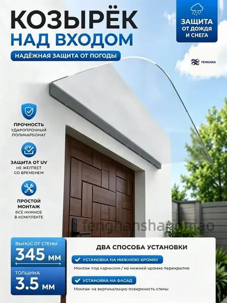 Солнцезащитный козырек, прозрачный Установленный на плоскости,40*120cm