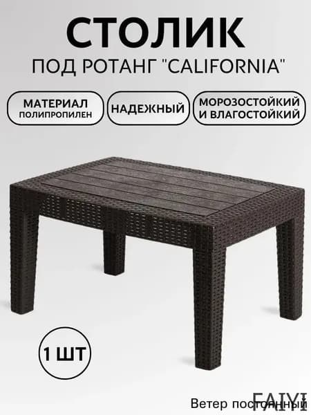 Садовый стол,Пластик, Искусственный ротанг (пластик) 50х70х38 см
