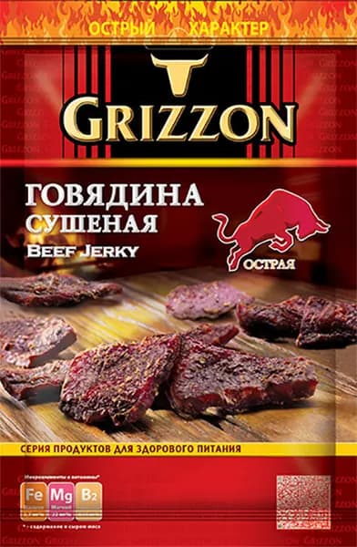 Говядина сушеная Острая, 36г GRIZZON