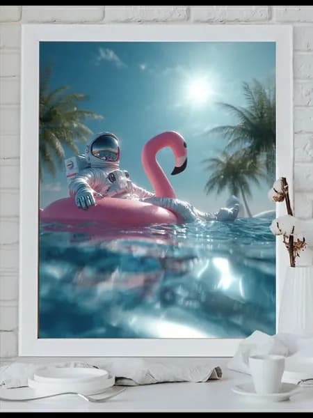 Космонавт на море Картина по номерам на холсте 40х50 см