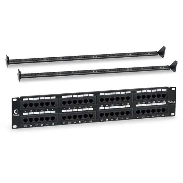 Cabeus Аксессуары к монтажным шкафам PL - 48 - Cat.5e - Dual IDC Патч - панель 19" 2U , 48 портов RJ - 45, категория 5e, Dual IDC, с задним кабельным организатором