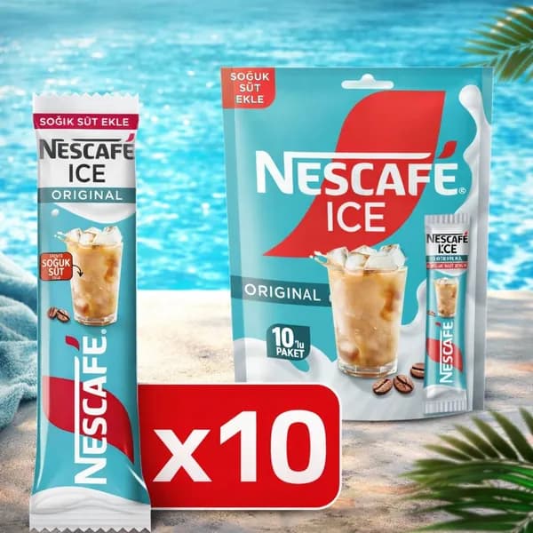 Растворимая кофейная смесь NESCAF Ice Original, упаковка из 10 пакетиков, 10 x 10,5 г