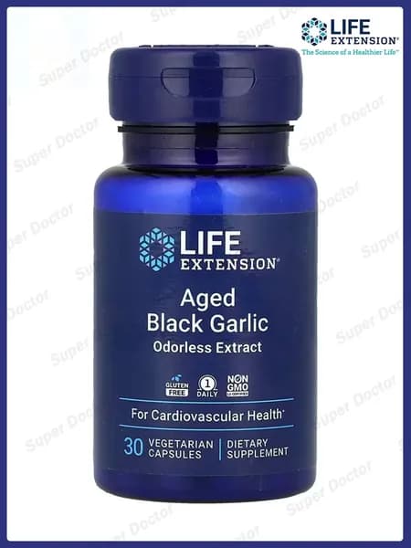 AgedBlack Garlic,Старый черный чеснок, 30 вегетарианских капсул (500 мг в капсуле)