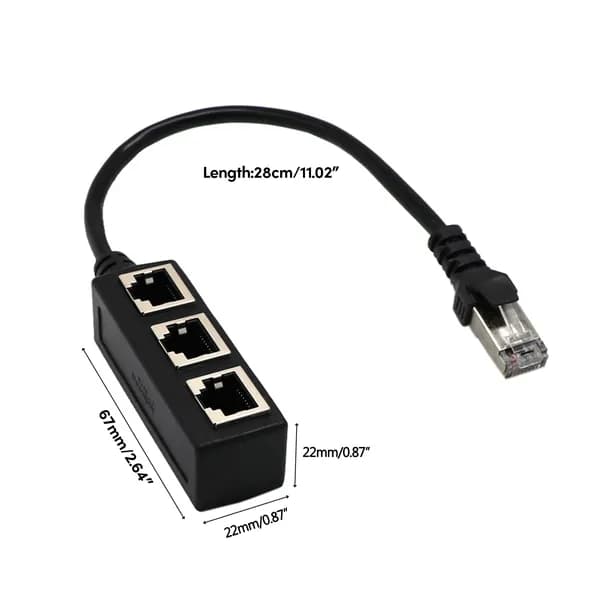 С разъемом RJ45 1x мужской на 3x женский проточный кабель