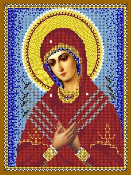 Схема для вышивания бисером Светлица (без бисера), икона "Прсв.Бца Семистрельная" 24*19см