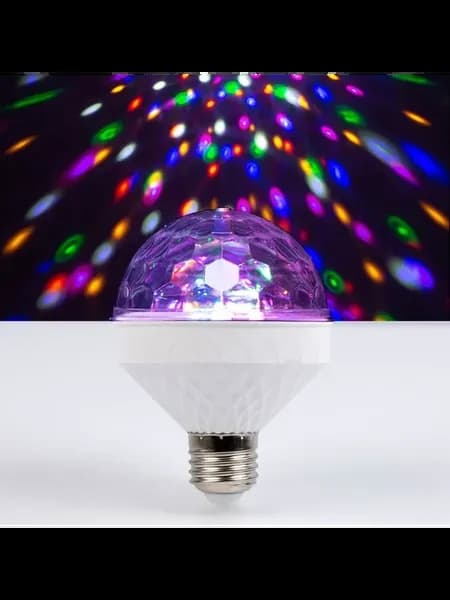 Диско шар световой прибор 8.5 см Е27 RGB подсветка