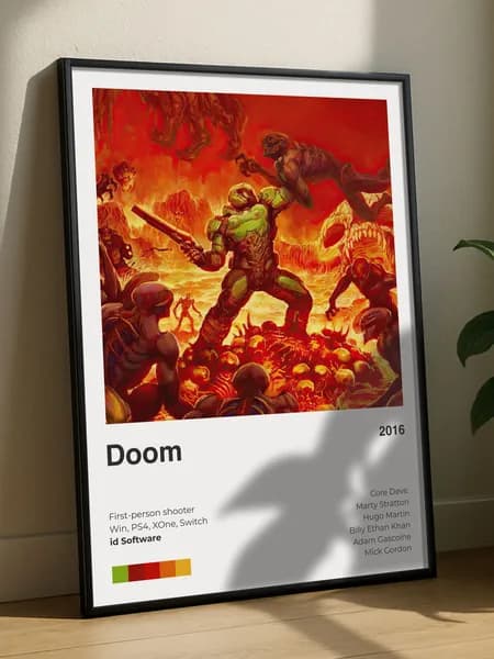 Постер плакат игра "Doom 2016" А4, id Sofrware, интерьерный, без рамы, плотная матовая фотобумага 21x30 см
