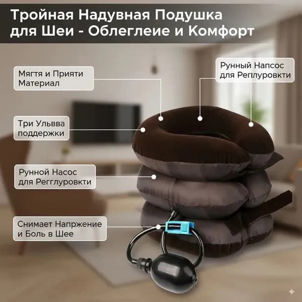 Тройная надувная подушка - воротник для вытягивания шеи