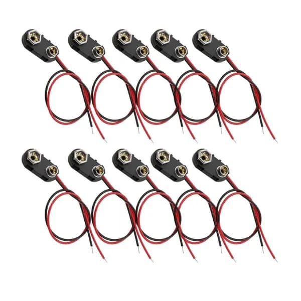 (10 шт.) Разъемы-клипсы для батарейки 9V (крона), I-тип