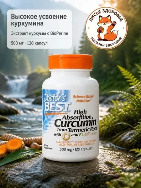 Doctor's Best, Куркумин высокого усвоения /Curcumin High Absorption, 120 капсул