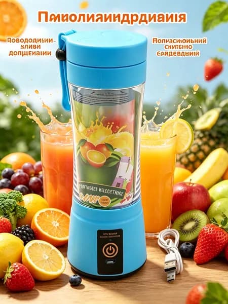 QIWU Соковыжималка электрическая комбинированная соковыжималка, лазурный