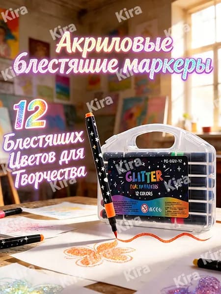 Набор маркеров Акриловый, толщина: 2 мм, 12 шт.для граффити, для декорирования