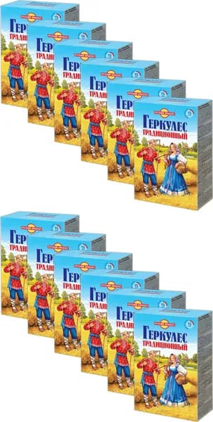 Хлопья Русский Продукт Геркулес традиционный овсяные, комплект: 12 упаковок по 500 г