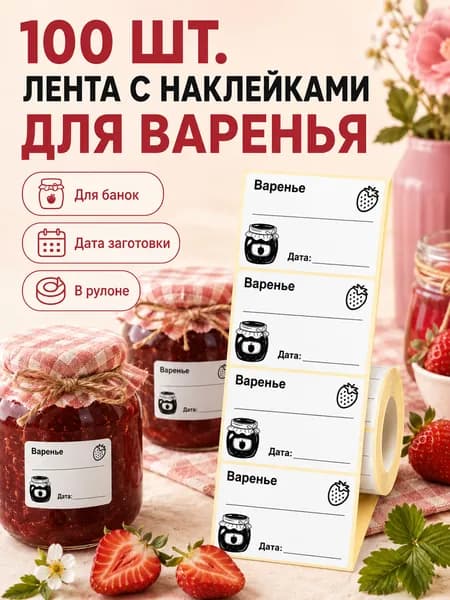Наклейки для подписи заготовок Этикетка для ВАРЕНЬЯ 5.8 x 4 см, 100 шт Этикетка
