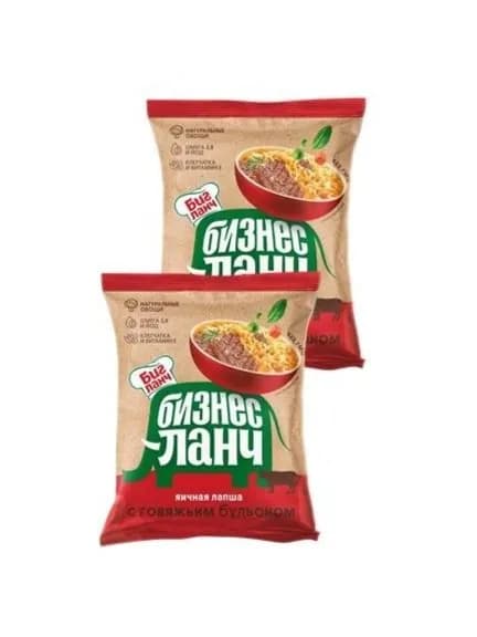 Лапша Бизнес Ланч яичная с говяжьим бульоном, 2шт по 60г