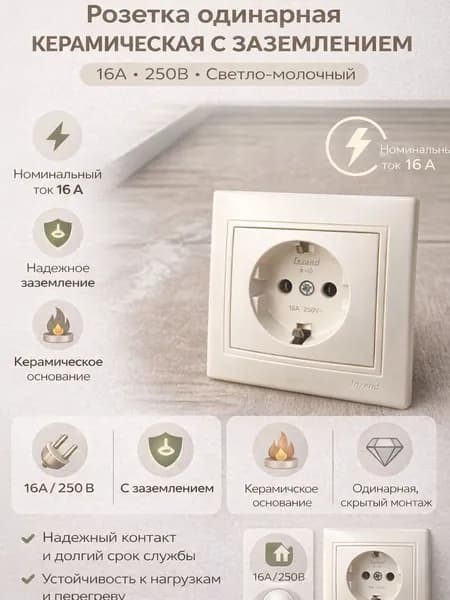 Электророзетка внутренняя одинарная (белая)