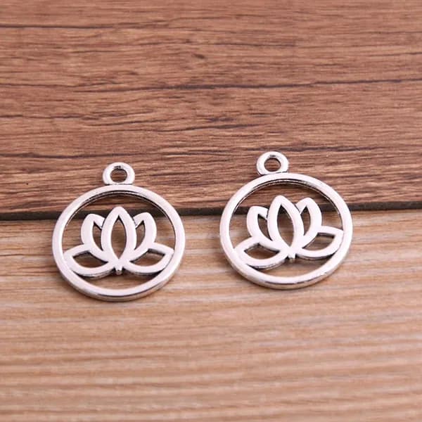 10pcs Круглая подвеска в виде лотоса 20*24mm