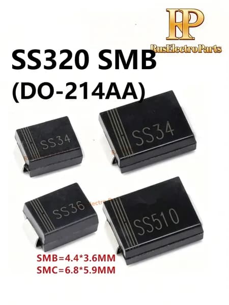 100шт. Диоды Шоттки SS320 SMB DO-214AA